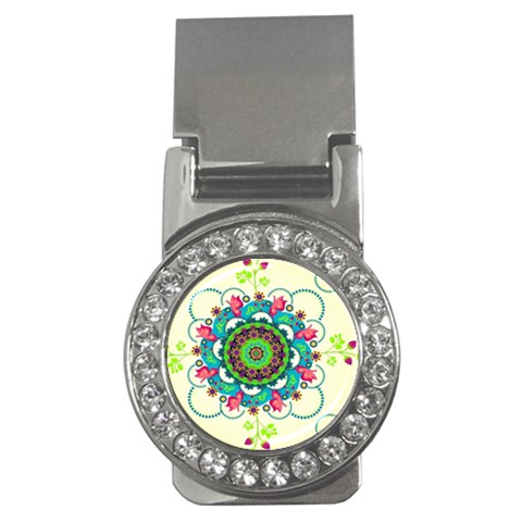 Mandala Flowers, Abstract, Butterflies, Floral, Pattern Money Clips (CZ)  from ArtsNow.com Front