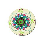 Mandala Flowers, Abstract, Butterflies, Floral, Pattern Rubber Coaster (Round)