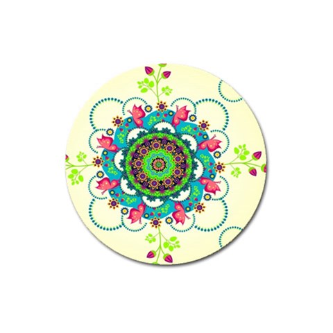 Mandala Flowers, Abstract, Butterflies, Floral, Pattern Magnet 3  (Round) from ArtsNow.com Front