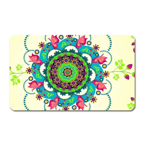 Mandala Flowers, Abstract, Butterflies, Floral, Pattern Magnet (Rectangular) from ArtsNow.com Front