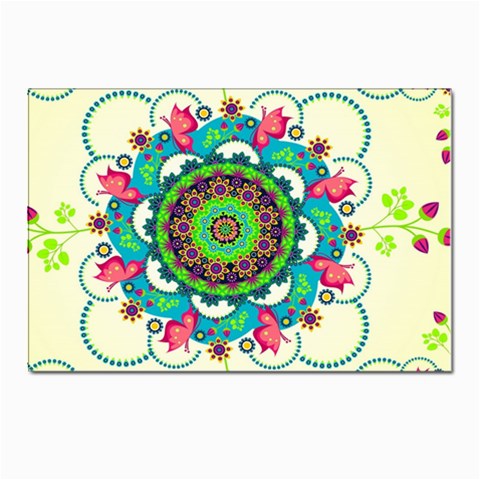 Mandala Flowers, Abstract, Butterflies, Floral, Pattern Postcard 4 x 6  (Pkg of 10) from ArtsNow.com Front