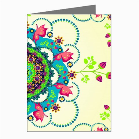 Mandala Flowers, Abstract, Butterflies, Floral, Pattern Greeting Card from ArtsNow.com Left