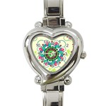 Mandala Flowers, Abstract, Butterflies, Floral, Pattern Heart Italian Charm Watch