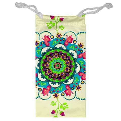 Mandala Flowers, Abstract, Butterflies, Floral, Pattern Jewelry Bag from ArtsNow.com Front