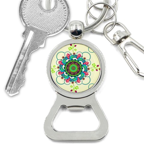 Mandala Flowers, Abstract, Butterflies, Floral, Pattern Bottle Opener Key Chain from ArtsNow.com Front