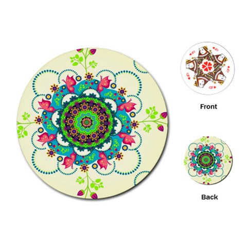 Mandala Flowers, Abstract, Butterflies, Floral, Pattern Playing Cards Single Design (Round) from ArtsNow.com Front