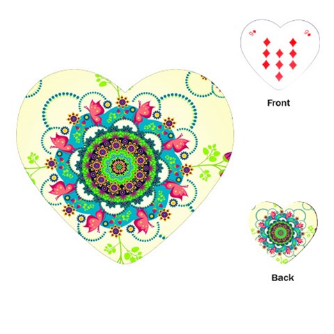 Mandala Flowers, Abstract, Butterflies, Floral, Pattern Playing Cards Single Design (Heart) from ArtsNow.com Front