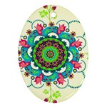 Mandala Flowers, Abstract, Butterflies, Floral, Pattern Oval Ornament (Two Sides)