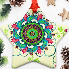 Mandala Flowers, Abstract, Butterflies, Floral, Pattern Star Ornament (Two Sides) from ArtsNow.com Front