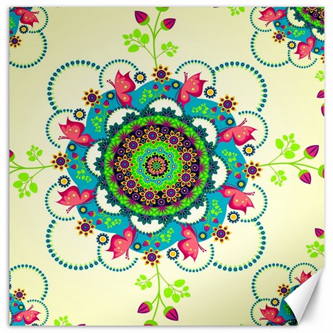 Mandala Flowers, Abstract, Butterflies, Floral, Pattern Canvas 12  x 12  from ArtsNow.com 11.4 x11.56  Canvas - 1