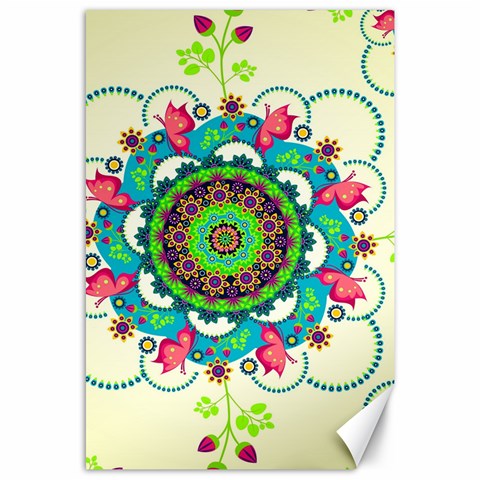 Mandala Flowers, Abstract, Butterflies, Floral, Pattern Canvas 24  x 36  from ArtsNow.com 23.35 x34.74  Canvas - 1