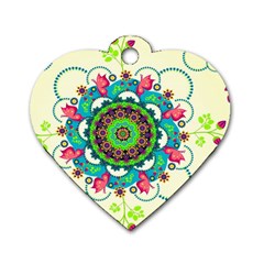 Mandala Flowers, Abstract, Butterflies, Floral, Pattern Dog Tag Heart (Two Sides) from ArtsNow.com Back