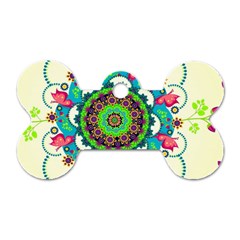 Mandala Flowers, Abstract, Butterflies, Floral, Pattern Dog Tag Bone (Two Sides) from ArtsNow.com Front