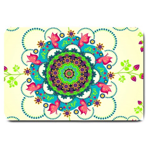 Mandala Flowers, Abstract, Butterflies, Floral, Pattern Large Doormat from ArtsNow.com 30 x20  Door Mat