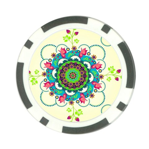 Mandala Flowers, Abstract, Butterflies, Floral, Pattern Poker Chip Card Guard from ArtsNow.com Front