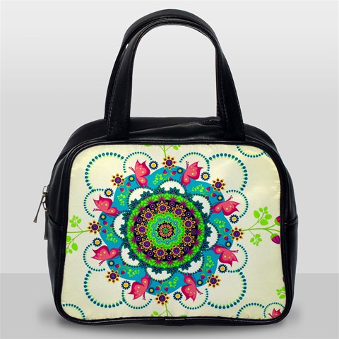 Mandala Flowers, Abstract, Butterflies, Floral, Pattern Classic Handbag (One Side) from ArtsNow.com Front