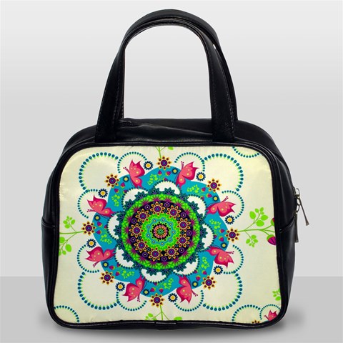 Mandala Flowers, Abstract, Butterflies, Floral, Pattern Classic Handbag (Two Sides) from ArtsNow.com Front