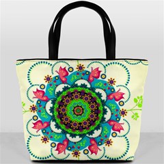 Mandala Flowers, Abstract, Butterflies, Floral, Pattern Bucket Bag from ArtsNow.com Front