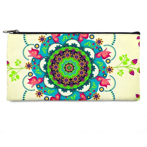 Mandala Flowers, Abstract, Butterflies, Floral, Pattern Pencil Case from ArtsNow.com Front