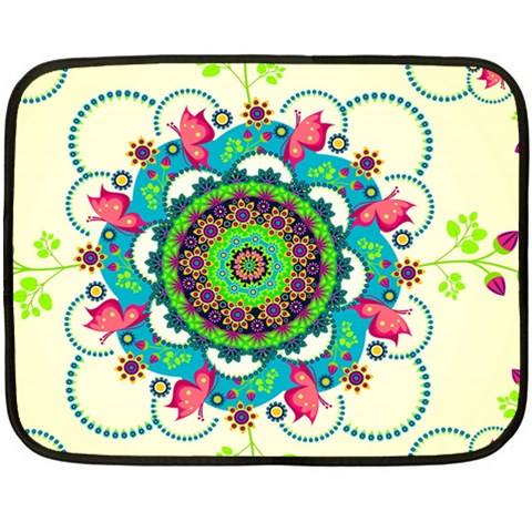 Mandala Flowers, Abstract, Butterflies, Floral, Pattern Two Sides Fleece Blanket (Mini) from ArtsNow.com 35 x27  Blanket Front