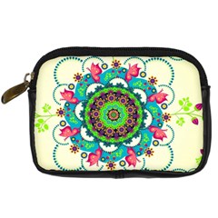 Mandala Flowers, Abstract, Butterflies, Floral, Pattern Digital Camera Leather Case from ArtsNow.com Front