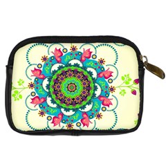 Mandala Flowers, Abstract, Butterflies, Floral, Pattern Digital Camera Leather Case from ArtsNow.com Back