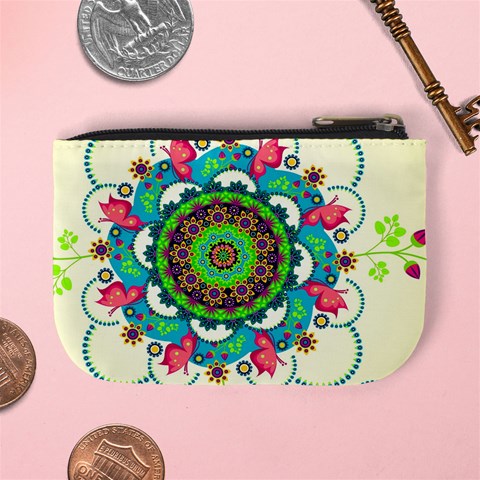 Mandala Flowers, Abstract, Butterflies, Floral, Pattern Mini Coin Purse from ArtsNow.com Back