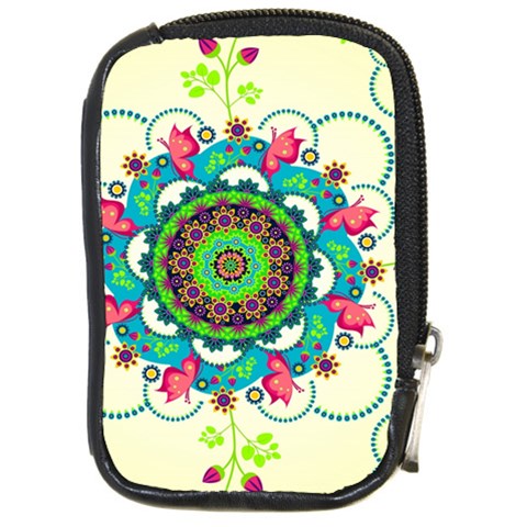 Mandala Flowers, Abstract, Butterflies, Floral, Pattern Compact Camera Leather Case from ArtsNow.com Front