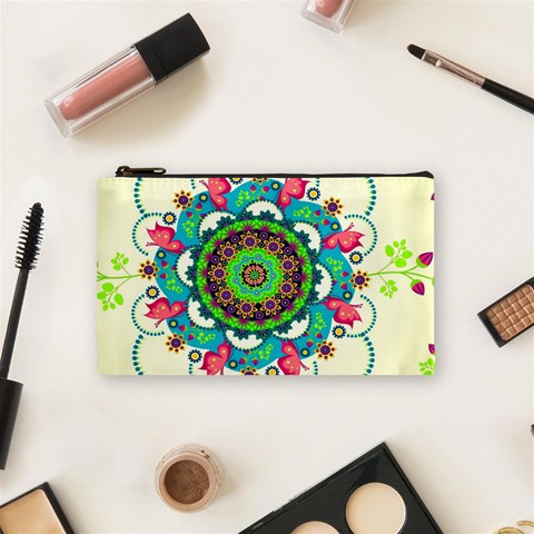 Mandala Flowers, Abstract, Butterflies, Floral, Pattern Cosmetic Bag (Small) from ArtsNow.com Front