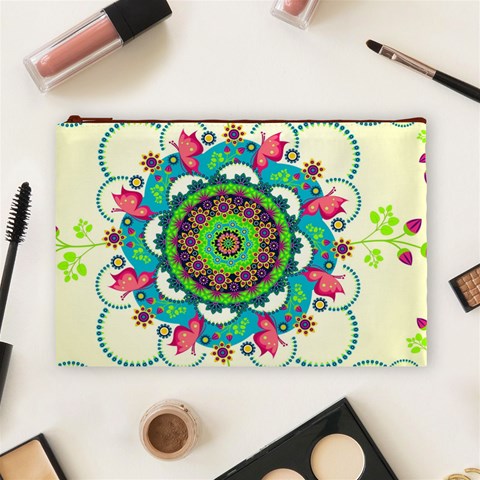 Mandala Flowers, Abstract, Butterflies, Floral, Pattern Cosmetic Bag (Large) from ArtsNow.com Front