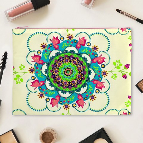 Mandala Flowers, Abstract, Butterflies, Floral, Pattern Cosmetic Bag (XL) from ArtsNow.com Front