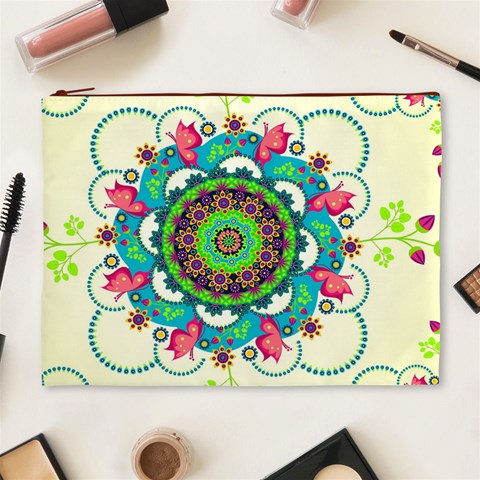 Mandala Flowers, Abstract, Butterflies, Floral, Pattern Cosmetic Bag (XL) from ArtsNow.com Front