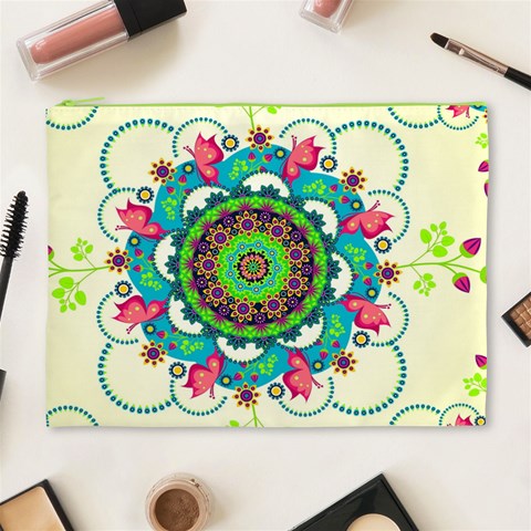 Mandala Flowers, Abstract, Butterflies, Floral, Pattern Cosmetic Bag (XL) from ArtsNow.com Front