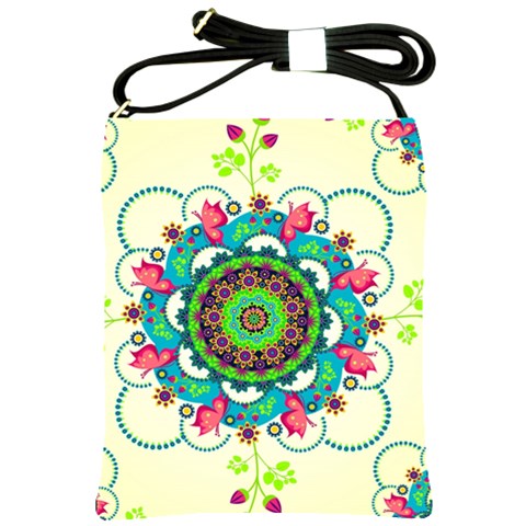 Mandala Flowers, Abstract, Butterflies, Floral, Pattern Shoulder Sling Bag from ArtsNow.com Front