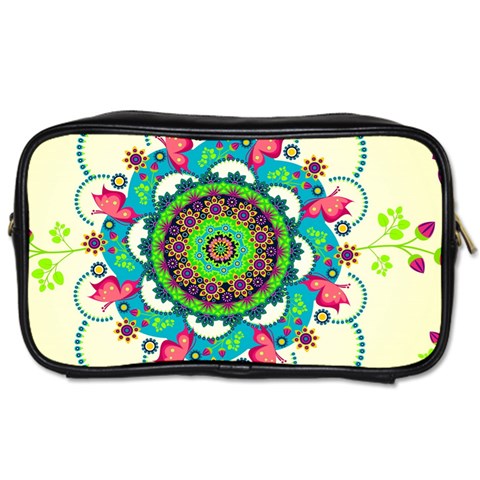 Mandala Flowers, Abstract, Butterflies, Floral, Pattern Toiletries Bag (Two Sides) from ArtsNow.com Front