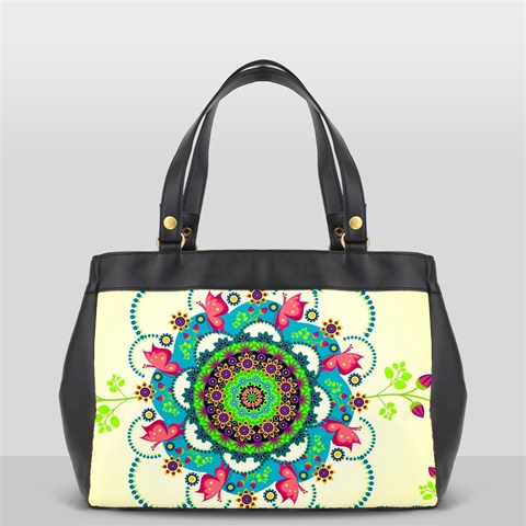 Mandala Flowers, Abstract, Butterflies, Floral, Pattern Oversize Office Handbag from ArtsNow.com Front