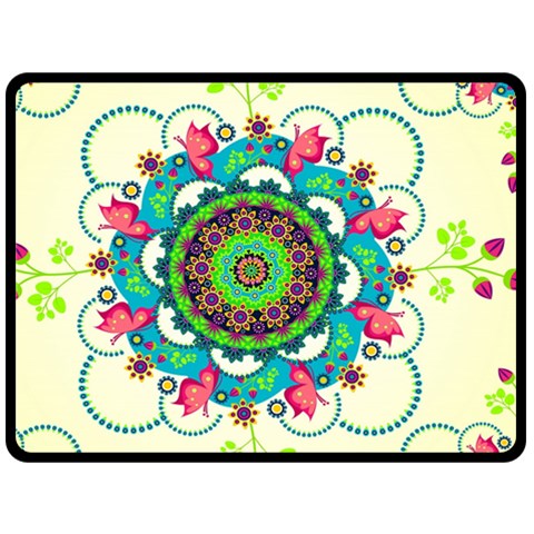 Mandala Flowers, Abstract, Butterflies, Floral, Pattern Fleece Blanket (Large) from ArtsNow.com 80 x60  Blanket Front