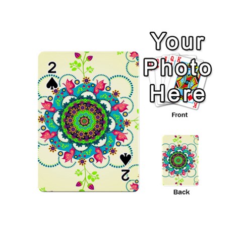 Mandala Flowers, Abstract, Butterflies, Floral, Pattern Playing Cards 54 Designs (Mini) from ArtsNow.com Front - Spade2