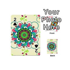 Mandala Flowers, Abstract, Butterflies, Floral, Pattern Playing Cards 54 Designs (Mini) from ArtsNow.com Front - Spade2