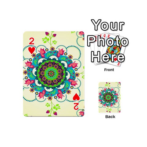 Mandala Flowers, Abstract, Butterflies, Floral, Pattern Playing Cards 54 Designs (Mini) from ArtsNow.com Front - Heart2