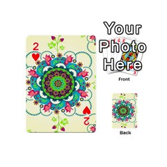 Mandala Flowers, Abstract, Butterflies, Floral, Pattern Playing Cards 54 Designs (Mini) from ArtsNow.com Front - Heart2