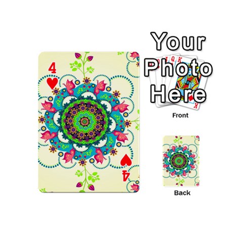 Mandala Flowers, Abstract, Butterflies, Floral, Pattern Playing Cards 54 Designs (Mini) from ArtsNow.com Front - Heart4