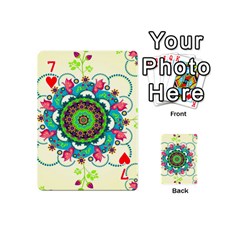 Mandala Flowers, Abstract, Butterflies, Floral, Pattern Playing Cards 54 Designs (Mini) from ArtsNow.com Front - Heart7