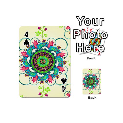 Mandala Flowers, Abstract, Butterflies, Floral, Pattern Playing Cards 54 Designs (Mini) from ArtsNow.com Front - Spade4