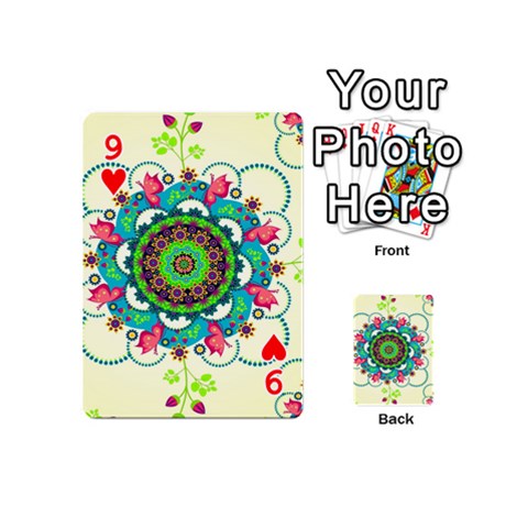 Mandala Flowers, Abstract, Butterflies, Floral, Pattern Playing Cards 54 Designs (Mini) from ArtsNow.com Front - Heart9