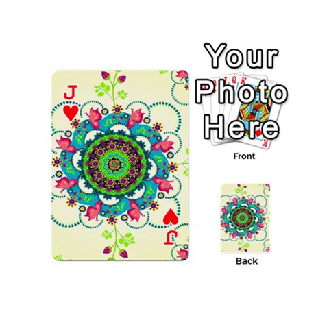 Jack Mandala Flowers, Abstract, Butterflies, Floral, Pattern Playing Cards 54 Designs (Mini) from ArtsNow.com Front - HeartJ