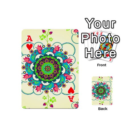 Ace Mandala Flowers, Abstract, Butterflies, Floral, Pattern Playing Cards 54 Designs (Mini) from ArtsNow.com Front - HeartA