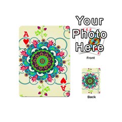 Ace Mandala Flowers, Abstract, Butterflies, Floral, Pattern Playing Cards 54 Designs (Mini) from ArtsNow.com Front - HeartA