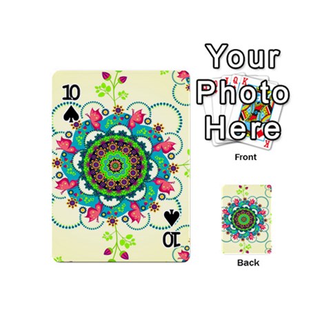 Mandala Flowers, Abstract, Butterflies, Floral, Pattern Playing Cards 54 Designs (Mini) from ArtsNow.com Front - Spade10