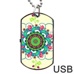 Mandala Flowers, Abstract, Butterflies, Floral, Pattern Dog Tag USB Flash (Two Sides) from ArtsNow.com Front